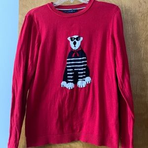 Tommy Hilfiger Sweater. Red with a Polar Bear. Size Medium.